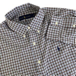 Mens Ralph Lauren Long Sleeve Button Down Shirt Sz L Maroon/Blue Check